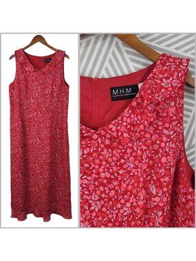 Vintage 90s Layered Slip Dress Size 16 Floral Ruffle Hem Cottagecore Pink Alt